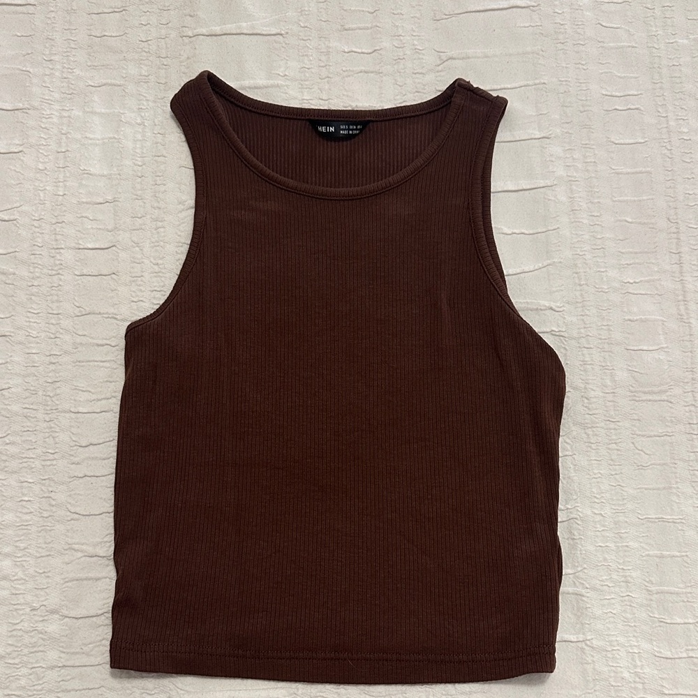 Chocolate Brown Ribbed Tank Top